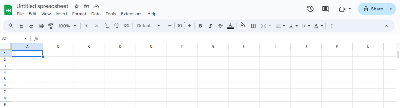 switch off or on gridlines in Google Sheets